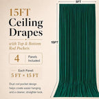 20x15 ft Drapes for Backdrop, Green Curtains for Weddings, Parties in 5ft(W)x15ft(H)_4 Panels in Green, alternate view 6