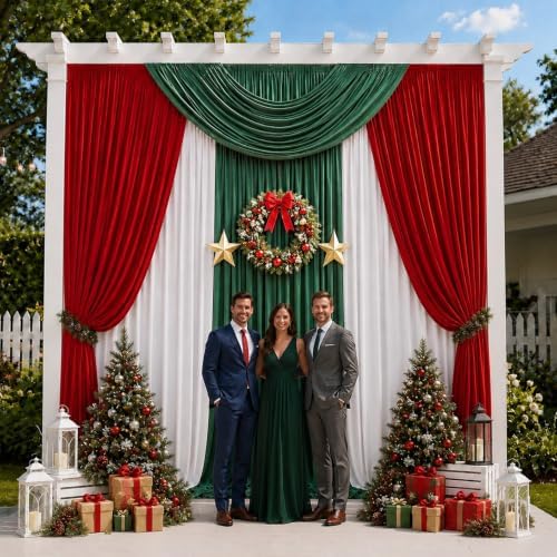 20x15 ft Drapes for Backdrop, Green Curtains for Weddings, Parties in 5ft(W)x15ft(H)_4 Panels in Green, alternate view 7