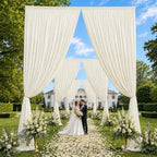 20x15 ft Drapes for Backdrop, Ivory Curtains for Weddings, Parties in 5ft(W)x15ft(H)_4 Panels in Ivory, alternate view 2