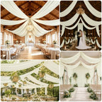 20x15 ft Drapes for Backdrop, Ivory Curtains for Weddings, Parties in 5ft(W)x15ft(H)_4 Panels in Ivory, alternate view 5