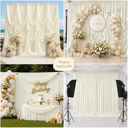 20x15 ft Drapes for Backdrop, Ivory Curtains for Weddings, Parties in 5ft(W)x15ft(H)_4 Panels in Ivory, alternate view 6