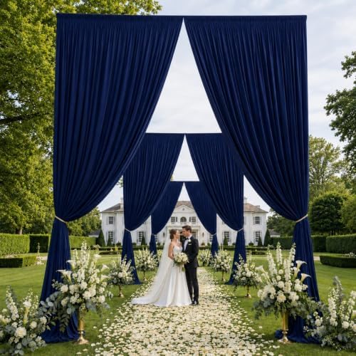 20x15 ft Drapes for Backdrop, Navy Blue Curtains for Weddings, Parties in 5ft(W)x15ft(H)_4 Panels in Navy Blue, alternate