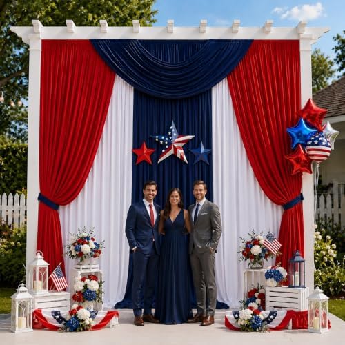 20x15 ft Drapes for Backdrop, Navy Blue Curtains for Weddings, Parties in 5ft(W)x15ft(H)_4 Panels in Navy Blue, alternate