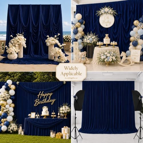 20x15 ft Drapes for Backdrop, Navy Blue Curtains for Weddings, Parties in 5ft(W)x15ft(H)_4 Panels in Navy Blue, alternate