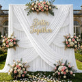 20x15 ft Drapes for Backdrop, White Curtains for Weddings, Parties in 5ft(W)x15ft(H)_4 Panels in White