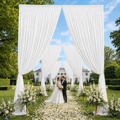20x15 ft Drapes for Backdrop, White Curtains for Weddings, Parties in 5ft(W)x15ft(H)_4 Panels in White, alternate view 2