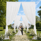 20x15 ft Drapes for Backdrop, White Curtains for Weddings, Parties in 5ft(W)x15ft(H)_4 Panels in White, alternate view 2