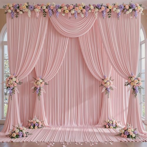 20x15 FT Dusty Rose Backdrop Curtain for Parties Wrinkle Free Photo Backdrop Curtains Polyester Wedding Back