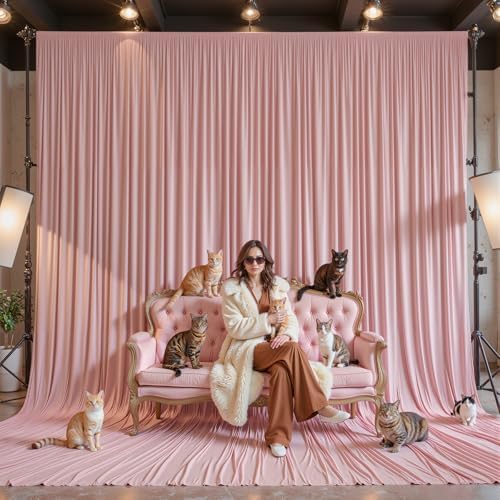 20x15 FT Dusty Rose Backdrop Curtain for Parties Wrinkle Free Photo Backdrop Curtains Polyester Wedding Back, alternate view