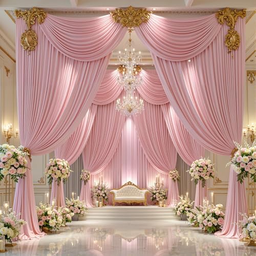 20x15 FT Dusty Rose Backdrop Curtain for Parties Wrinkle Free Photo Backdrop Curtains Polyester Wedding Back, alternate view