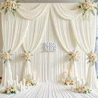 20x15 FT Ivory Backdrop Curtain for Parties Wrinkle Free Photo Backdrop Drapes 15ft Long Polyester Draping Back
