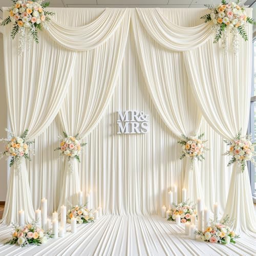 20x15 FT Ivory Backdrop Curtain for Parties Wrinkle Free Photo Backdrop Drapes 15ft Long Polyester Draping Back