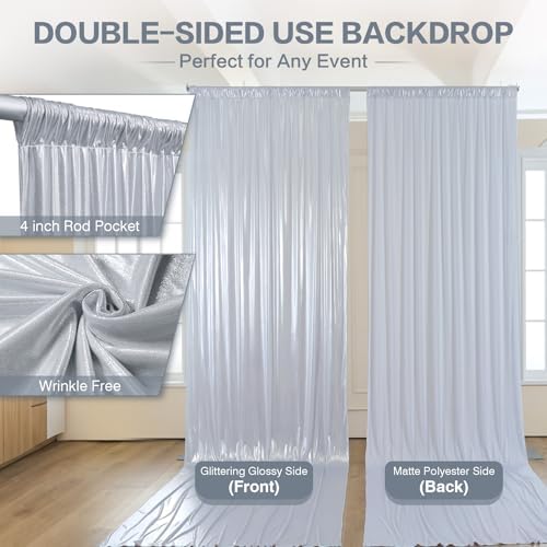 20x15FT Silver Sequin Backdrop Curtain Double Sided in 20x15FT, alternate view 3