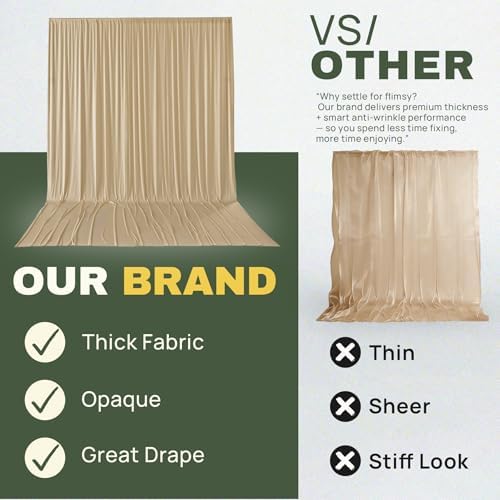 20x16 ft Champagne Backdrop Curtains for Weddings, Birthdays, Halloween in 20x16 ft, alternate view 5