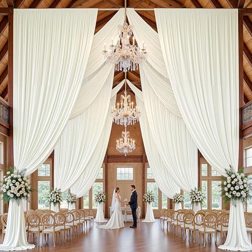 20x16 ft Ivory Backdrop Curtains for Wedding Parties, Birthdays, Halloween in 20x16 ft