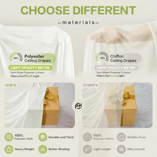 20x16 ft Ivory Backdrop Curtains for Wedding Parties, Birthdays, Halloween in 20x16 ft, alternate view 2