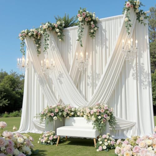 20x16 ft Ivory Backdrop Curtains for Wedding Parties, Birthdays, Halloween in 20x16 ft, alternate view 5