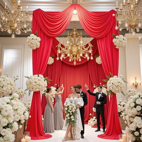 20x16 ft Red Backdrop Curtains for Wedding Parties, Birthdays, Halloween in 20x16 ft, alternate view 2