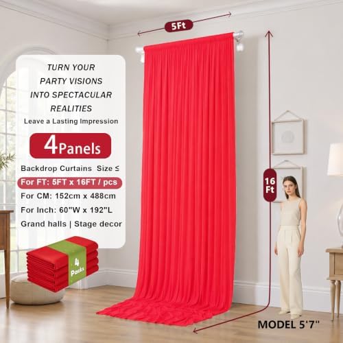 20x16 ft Red Backdrop Curtains for Wedding Parties, Birthdays, Halloween in 20x16 ft, alternate view 5