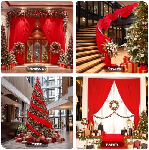 20x16 ft Red Backdrop Curtains for Wedding Parties, Birthdays, Halloween in 20x16 ft, alternate view 6