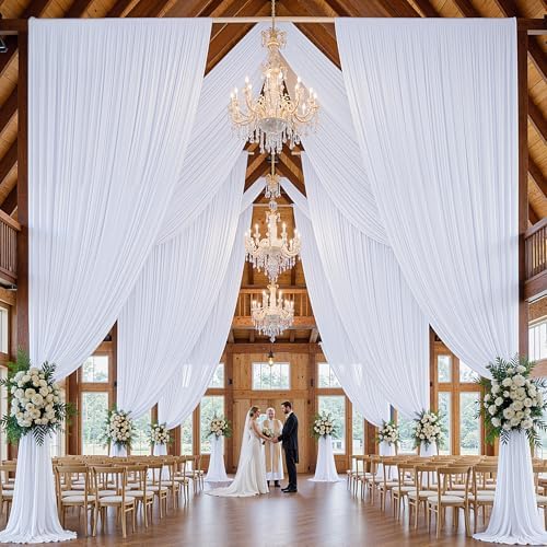 20x16 ft White Backdrop Curtains for Wedding Parties, Birthdays, Halloween in 20x16 ft, alternate view 3