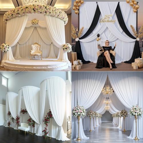 20x16 ft White Backdrop Curtains for Wedding Parties, Birthdays, Halloween in 20x16 ft, alternate view 6