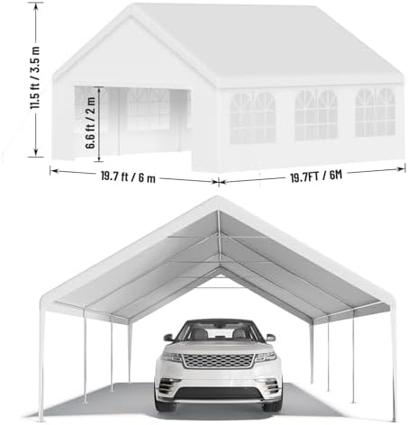 20x20 ft Heavy Duty Party Tent - Outdoor Wedding & Event Canopy with Removable Sidewalls & Waterproof Roof, alternate view 2