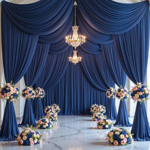 20x20 FT Navy Blue Backdrop Curtain for Parties Wrinkle Free Photo Backdrop Curtains Polyester Wedding Back Drop, alternate