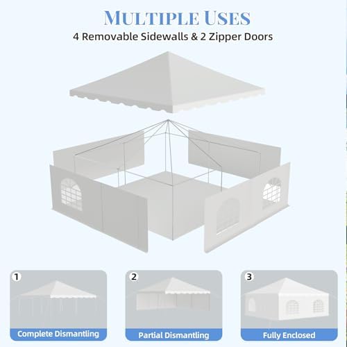 20x20 FT Outdoor Frame Party Tent with Sidewalls, Heavy Duty Weekend Canopy with Carry Bags, 350GSM PVC Large, alternate view