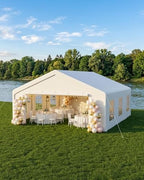 20x20 FT Outdoor Party Wedding Event Canopy Tent, Galvanized Steel Frame Shelter with Mesh Screen & Roll-Up