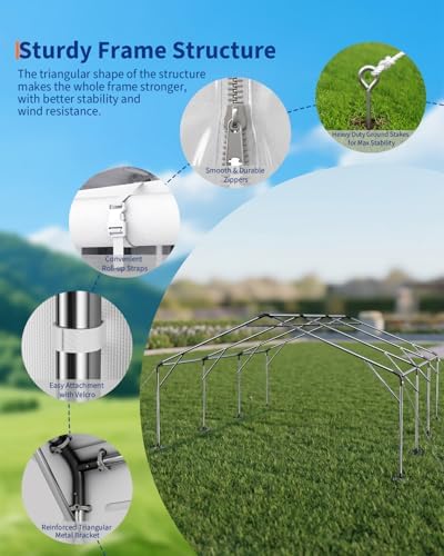 20x20 FT Outdoor Party Wedding Event Canopy Tent, Galvanized Steel Frame Shelter with Mesh Screen & Roll-Up, alternate view 2