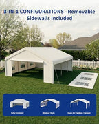 20x20 FT Outdoor Party Wedding Event Canopy Tent, Galvanized Steel Frame Shelter with Mesh Screen & Roll-Up, alternate view 3