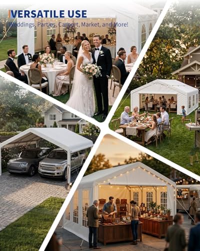 20x20 FT Outdoor Party Wedding Event Canopy Tent, Galvanized Steel Frame Shelter with Mesh Screen & Roll-Up, alternate view 5