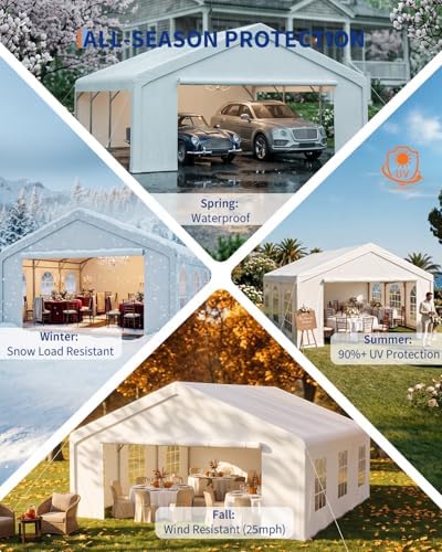 20x20 FT Outdoor Party Wedding Event Canopy Tent, Galvanized Steel Frame Shelter with Mesh Screen & Roll-Up, alternate view 6