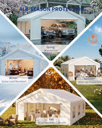 20x20 FT Outdoor Party Wedding Event Canopy Tent, Galvanized Steel Frame Shelter with Mesh Screen & Roll-Up, alternate view 6