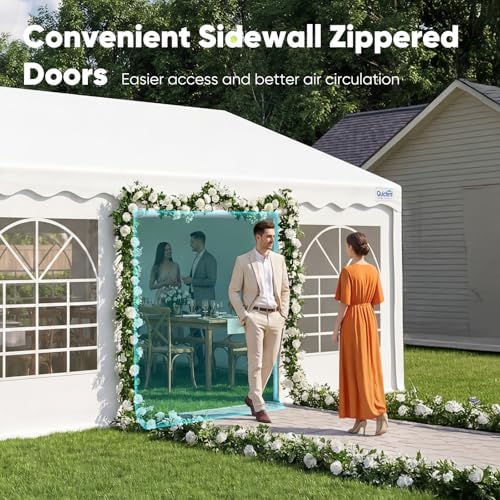 20x20 Heavy Duty White Party Tent with Storage Bags, alternate view 3