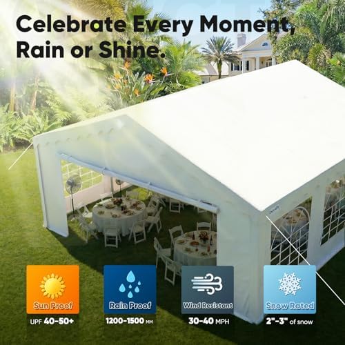 20x20 Heavy Duty White Party Tent with Storage Bags, alternate view 5