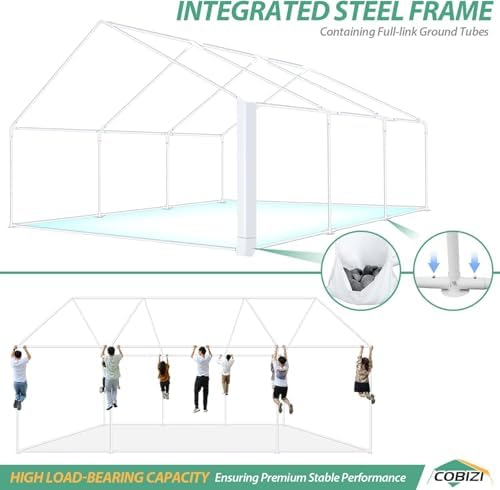 20x20 Outdoor Party Tent Heavy Duty Waterproof Canopy Shelter with 6 Sidewalls & 10 Church Windows, White Powder, alternate
