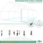 20x20 Outdoor Party Tent Heavy Duty Waterproof Canopy Shelter with 6 Sidewalls & 10 Church Windows, White Powder, alternate