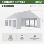 20x20 Party Tent Canopy with LED Light Waterproof Event Tent with Removable Sidewalls &Roll-up Door, Heavy-Duty, alternate