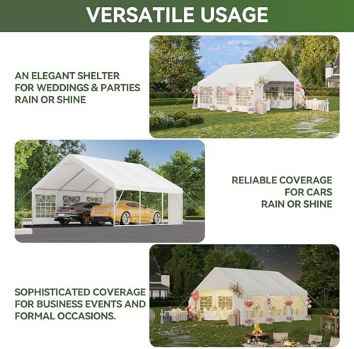 20x20 Party Tent Canopy with LED Light Waterproof Event Tent with Removable Sidewalls &Roll-up Door, Heavy-Duty, alternate