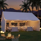 20x20 Party Tent, Heavy Duty Waterproof Canopy with Removable Sidewalls & Roll-Up Door, Large White Event