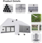 20x20 Party Tent, Heavy Duty Waterproof Canopy with Removable Sidewalls & Roll-Up Door, Large White Event, alternate view 3