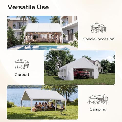 20x20 Party Tent with 100ft Lights, Heavy Duty Waterproof Canopy with Removable Sidewalls & Roll-Up Door, Large, alternate