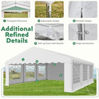 20X20FT Party Tent, White Outdoor Wedding Canopy with Removable Sidewalls and Church Windows, Heavy Duty, alternate view 5