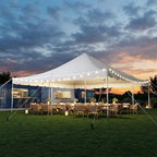 20x20FT Pole Party Tent, Heavy Duty PVC Outdoor Event Canopy with Reinforced Galvanized Steel Frame, White