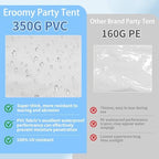 20x20FT Pole Party Tent, Heavy Duty PVC Outdoor Event Canopy with Reinforced Galvanized Steel Frame, White, alternate view 3