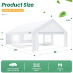 20x21 Party Tent Heavy Duty, 20x20 Tent with 4 Removable Sidewalls & 4 Built-in Sandbags, Commercial Wedding, alternate view