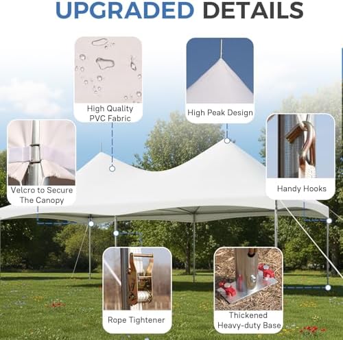 20x30 FT High Peak Party Tent, Heavy Duty Commercial Event Canopy with 350GSM Waterproof PVC Top & Galvanized, alternate view