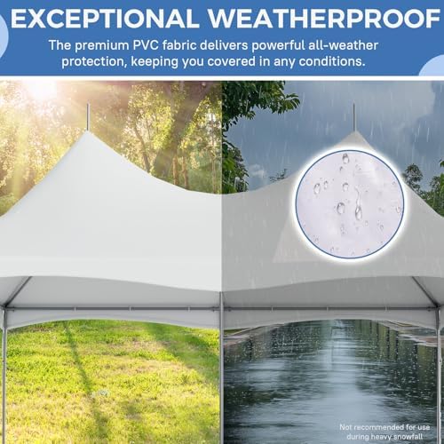 20x30 FT High Peak Party Tent, Heavy Duty Commercial Event Canopy with 350GSM Waterproof PVC Top & Galvanized, alternate view
